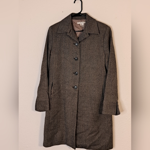 Jillian Jones brown 100% wool trench coat size 8 - Picture 1 of 5